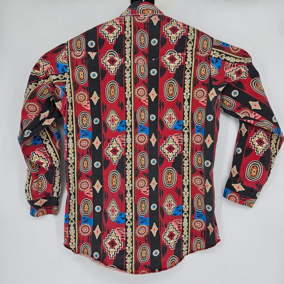 Vintage Wrangler Shirt Mens 16 34 Aztec Southwest Western Rodeo Brushpopper - Picture 4 of 10